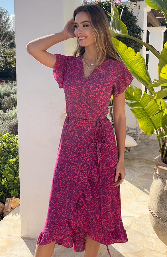 Midi Jurk Print Jenny Paars Koraal – alle jurkjes — foto 5