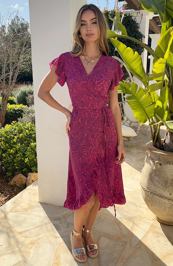 Midi Jurk Print Jenny Paars Koraal – alle jurkjes — foto 4
