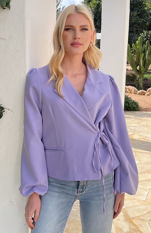 Pofmouwen Wrap Blazer Long Sleeve Zaya Lila – shoparchief — foto 3