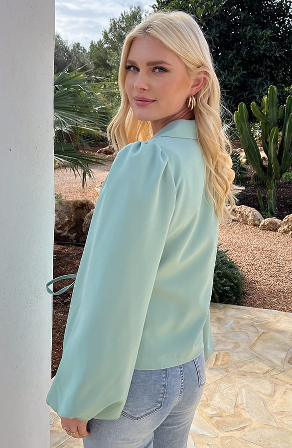Pofmouwen Wrap Blazer Long Sleeve Zaya Mint – shoparchief — foto 2