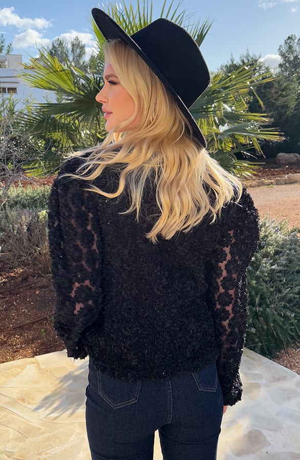 Puff Sleeve Blouse Shelly Zwart – shoparchief — foto 3