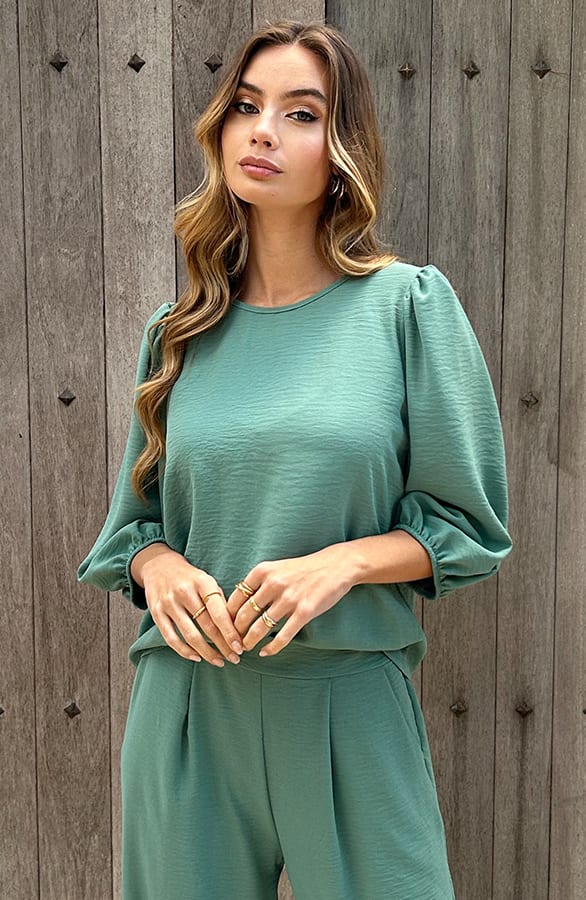 Puff Sleeve Top Lilly Mint – shoparchief — foto 5