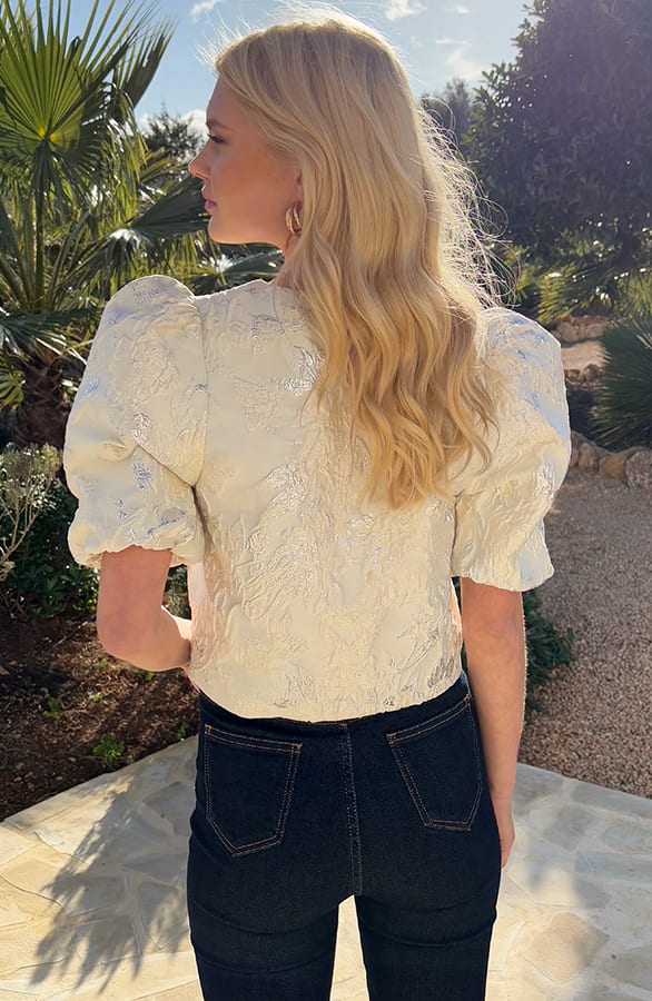 Romantic Jacquard Roses Top Merel Ecru – shirts & tops — foto 3