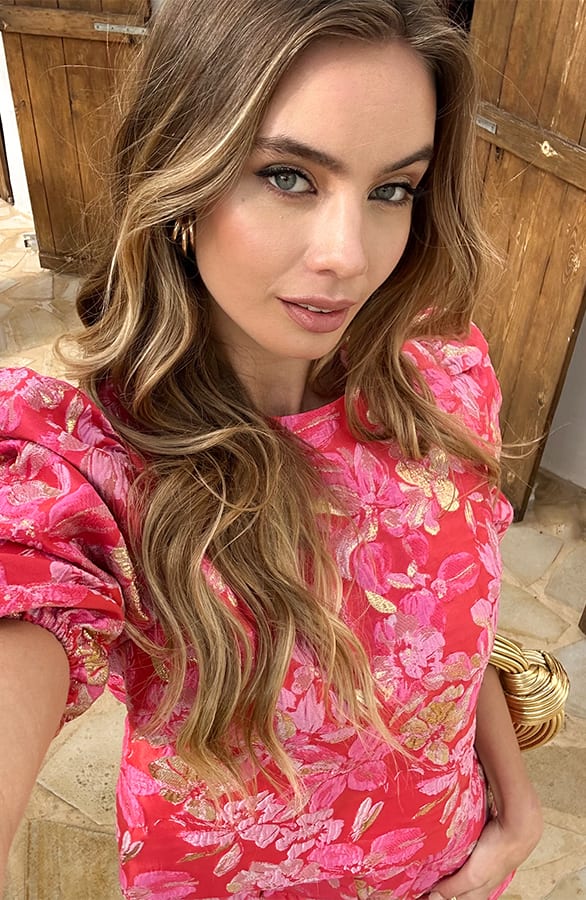 Romantic Jacquard Roses Top Merel Fuchsia