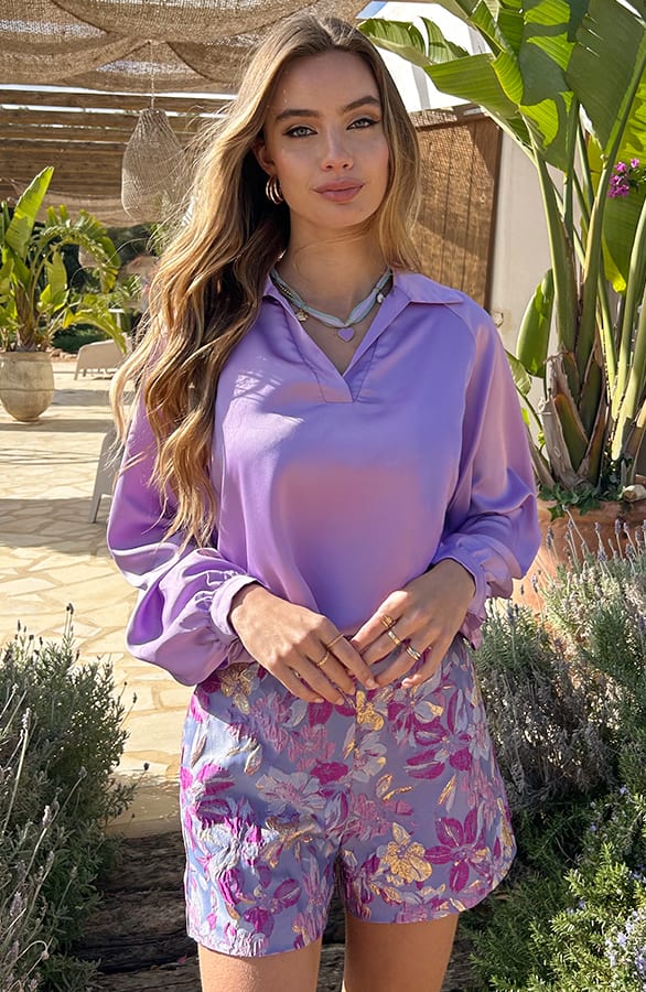 Romantic Jacquard Short Merel Lila – shoparchief — foto 6