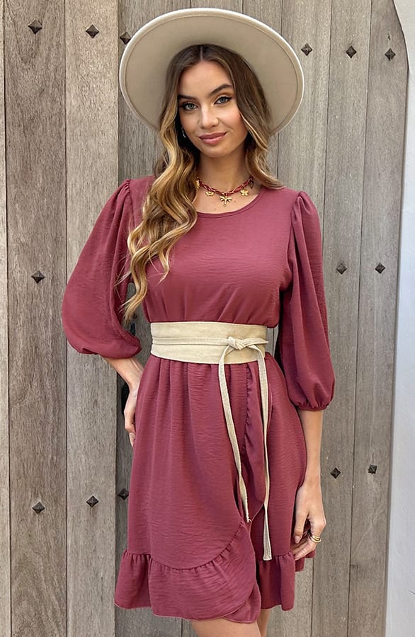 Ruffle Jurk Met Pofmouw Dany Dust Roze – alle jurkjes