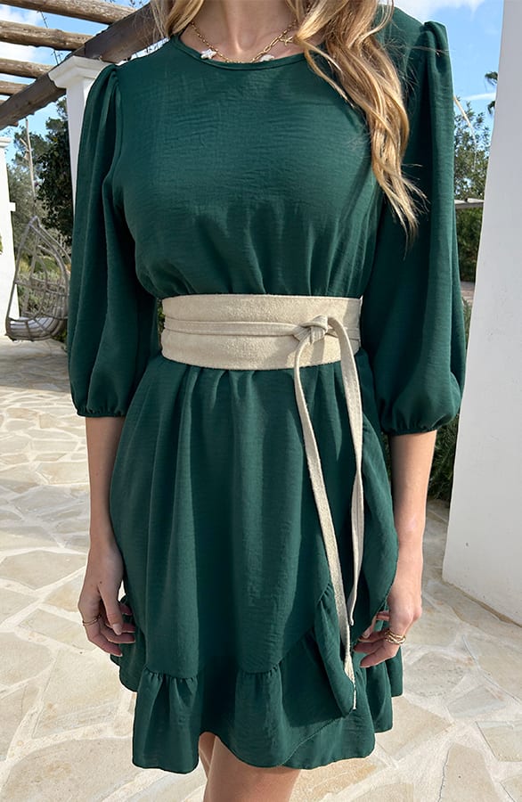 Ruffle Jurk Met Pofmouw Dany Emerald – shoparchief — foto 5