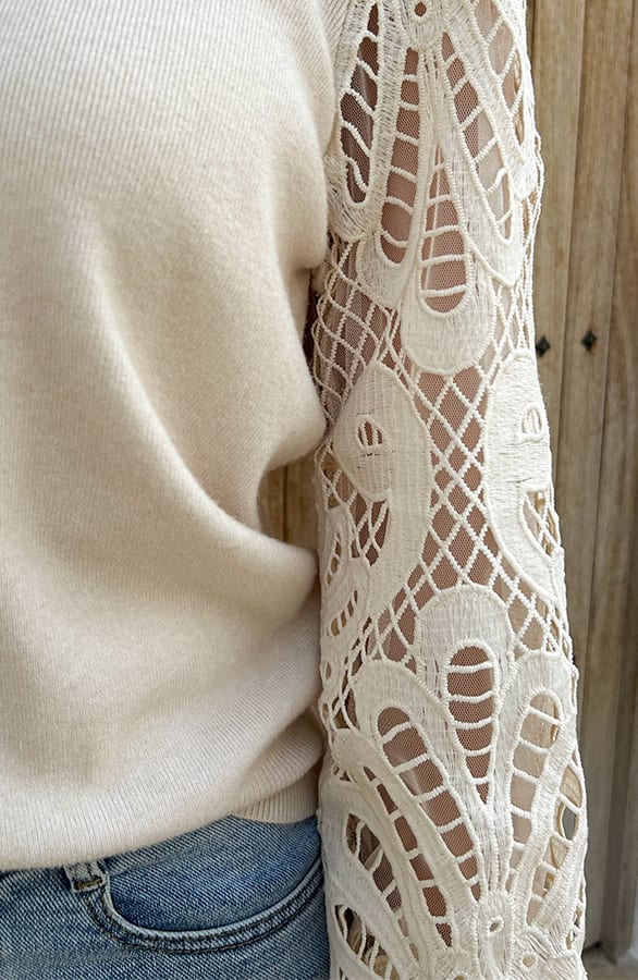 Soft trui Kanten Mouw Liva Beige – truien — foto 5