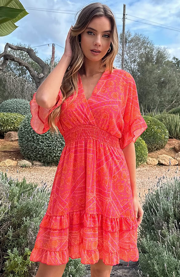 V-Hals Print Dress Marrit Flower – shoparchief — foto 4