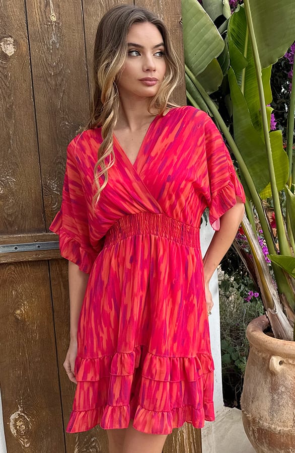 V-hals Print Dress Marrit On Fire – shoparchief — foto 8