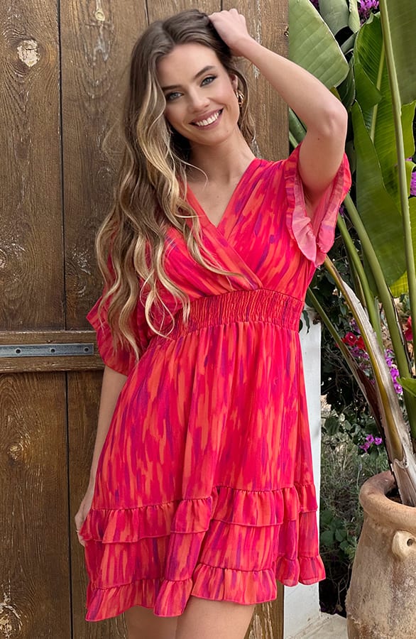 V-hals Print Dress Marrit On Fire – shoparchief — foto 9