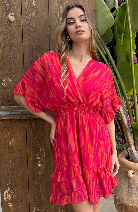 V-hals Print Dress Marrit On Fire – shoparchief — foto 10