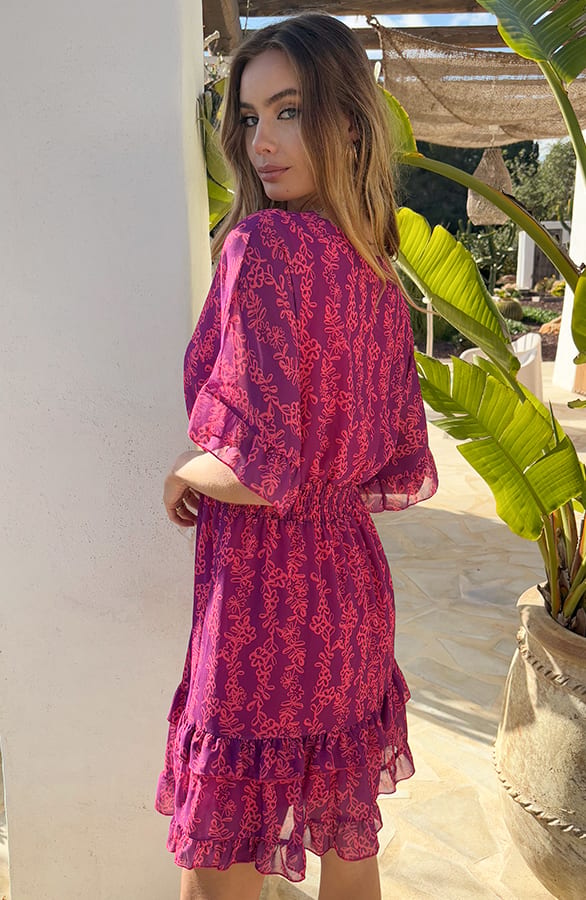 V-hals Print Dress Marrit Roze – alle jurkjes — foto 2