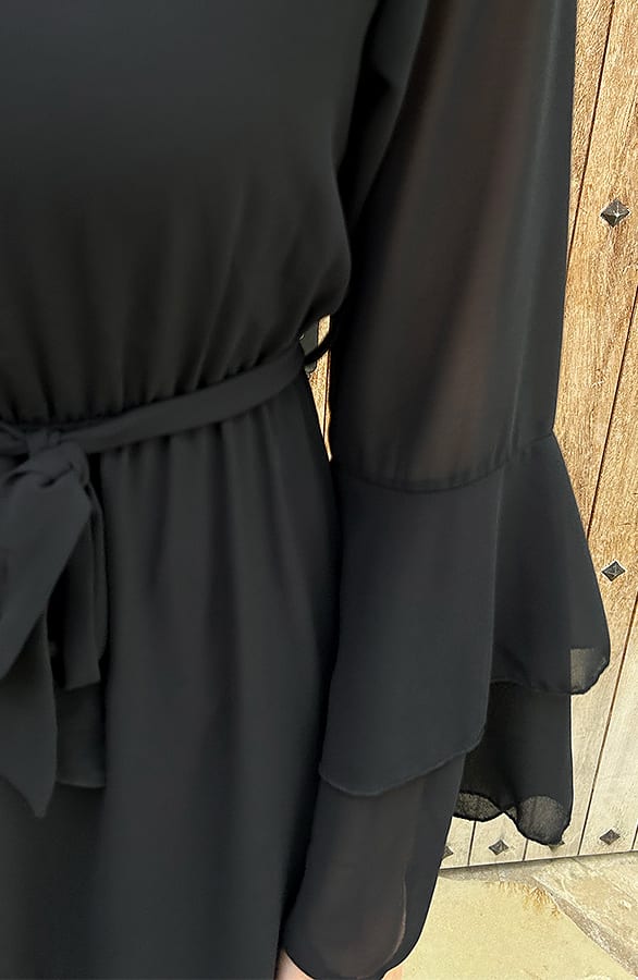 V-Hals Ruffle Jurk Dewy Zwart – alle jurkjes — foto 7