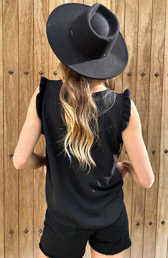 V-hals Top Schouder Detail Mary Zwart – shirts & tops — foto 3
