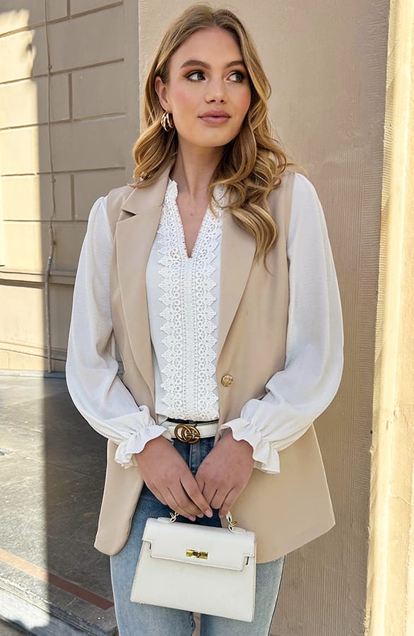 Blazer Gilet Sally Beige – vesten — foto 9