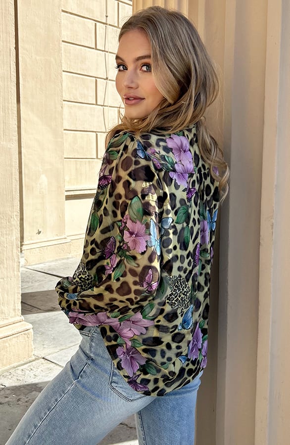Bloemen Leopard Print Blouse – shoparchief — foto 11
