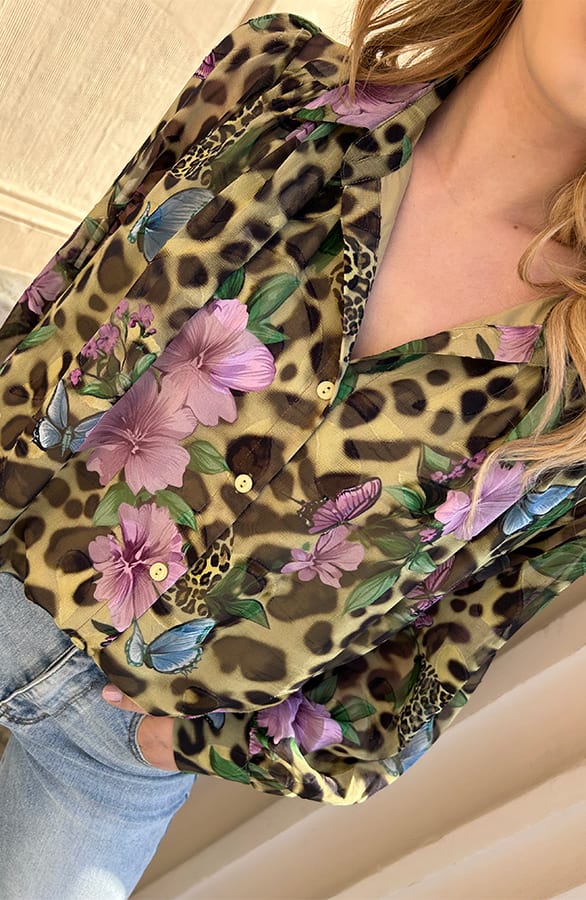 Bloemen Leopard Print Blouse – shoparchief — foto 13