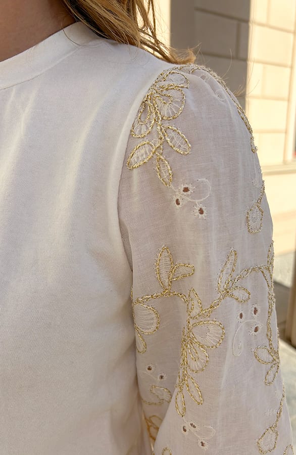 Bloemen Pofmouwen Top Ecru – shirts & tops — foto 4