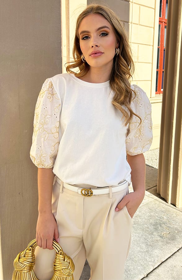 Bloemen Pofmouwen Top Ecru – shirts & tops — foto 2
