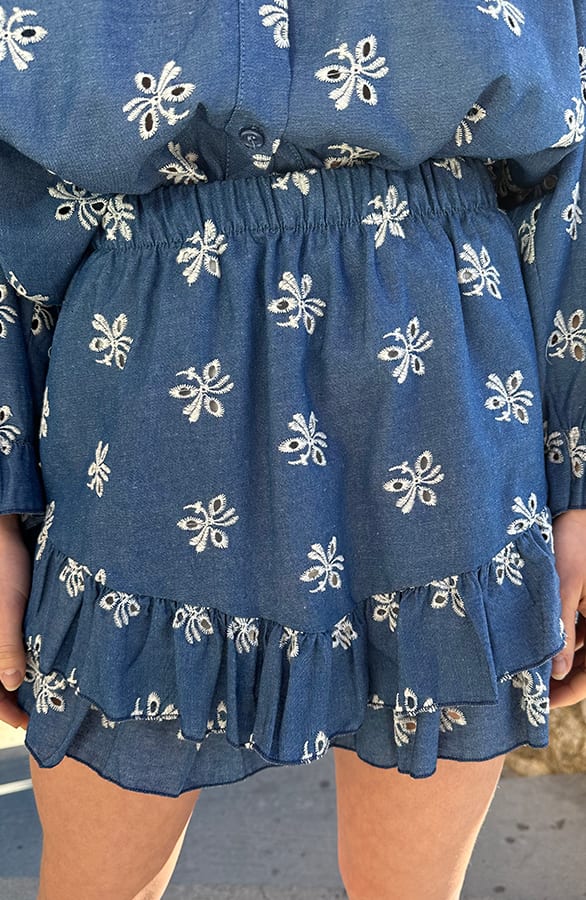 Bloemen Ruffle Skort Noortje Denim – shoparchief