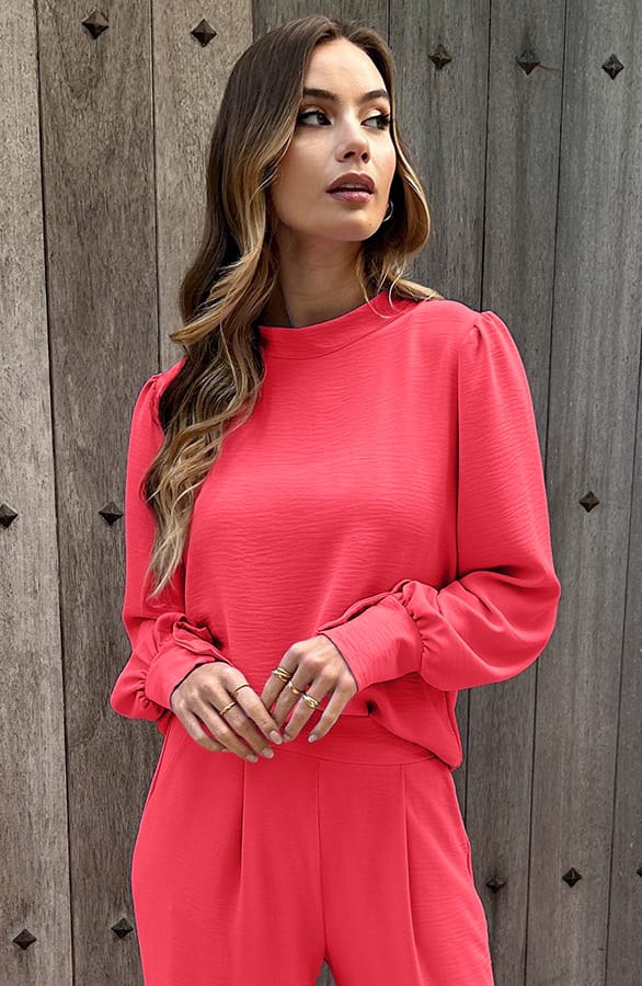 Blouse Long Sleeve Lilly Koraal – shoparchief — foto 4