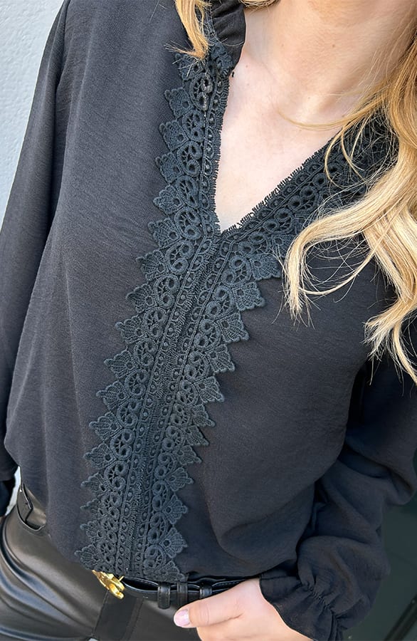 Boho Blouse Kant Bibi Zwart – kleding — foto 6