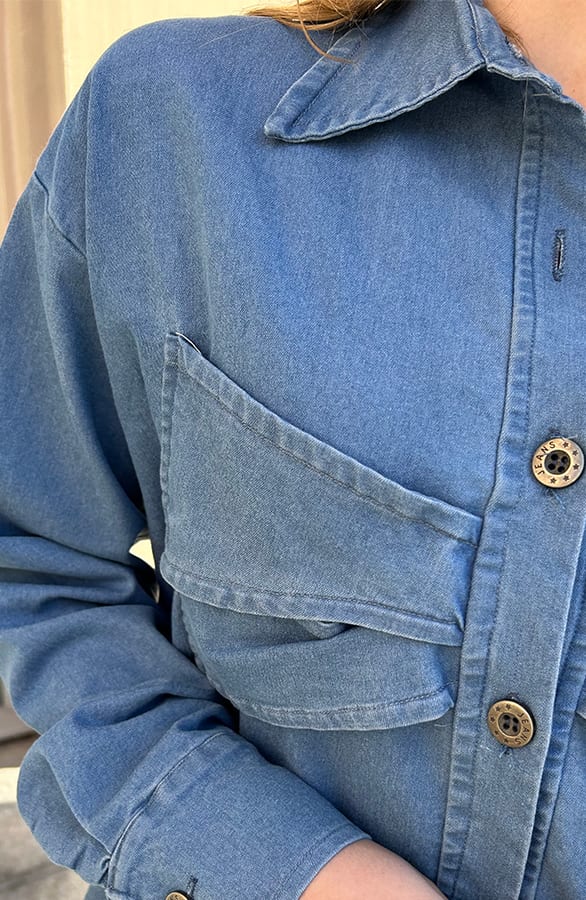 Spijker Strik Blouse Blauw – kleding — foto 4