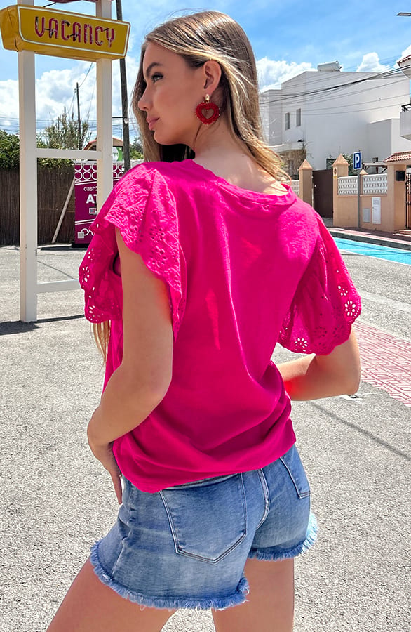 Broderie Detailed Top Leya Fuchsia – shoparchief — foto 4