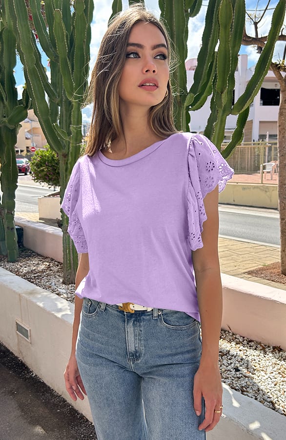 Broderie Detailed Top Leya Lila – shoparchief