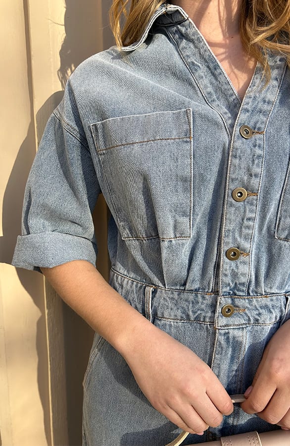 Denim jurk met split – shoparchief — foto 5