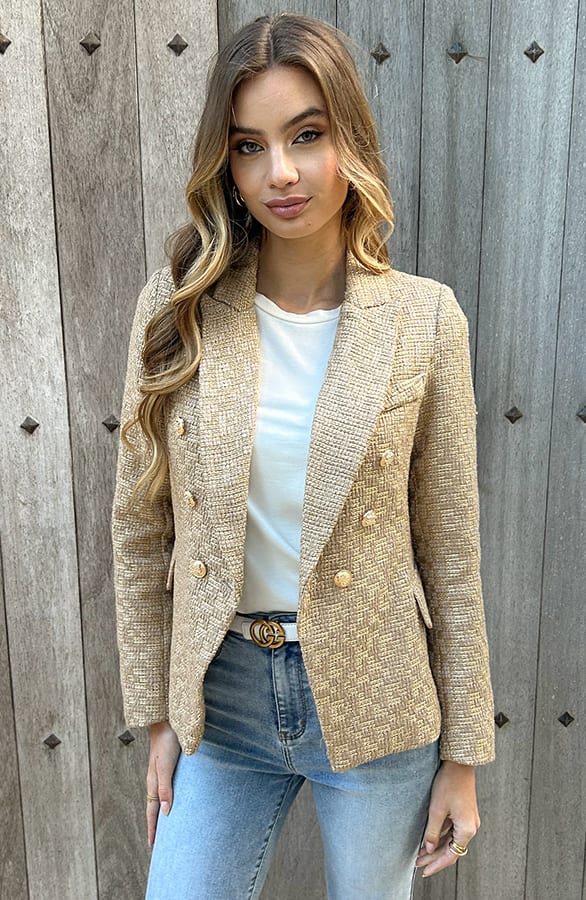 Elegant Boucle Blazer Taylor Gold – vesten — foto 7