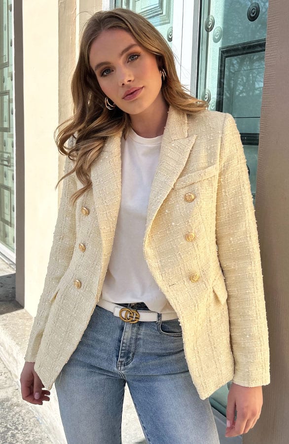 Elegant Boucle Blazer Taylor Yellow – shoparchief — foto 5