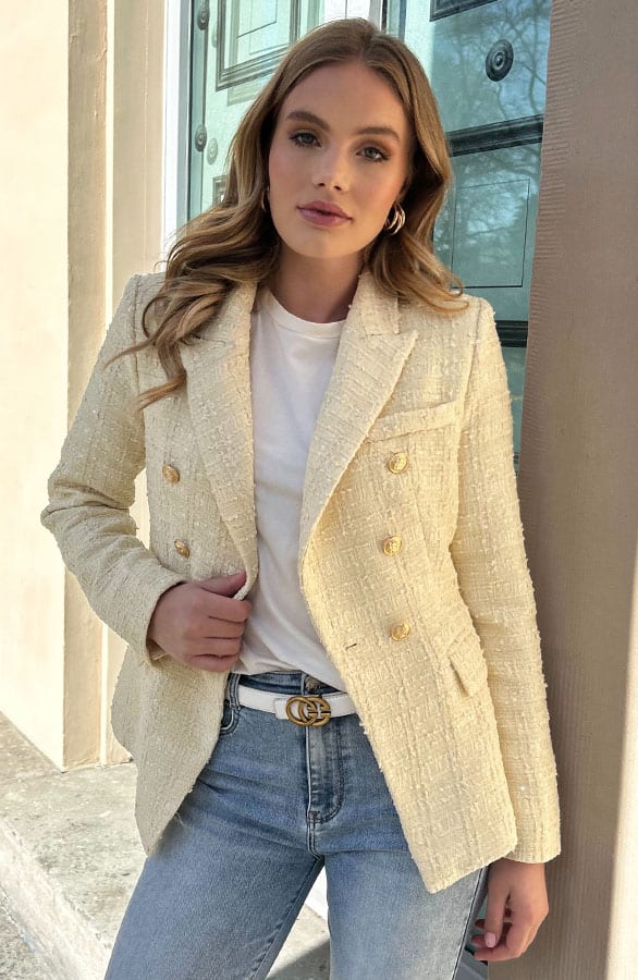 Elegant Boucle Blazer Taylor Yellow – shoparchief
