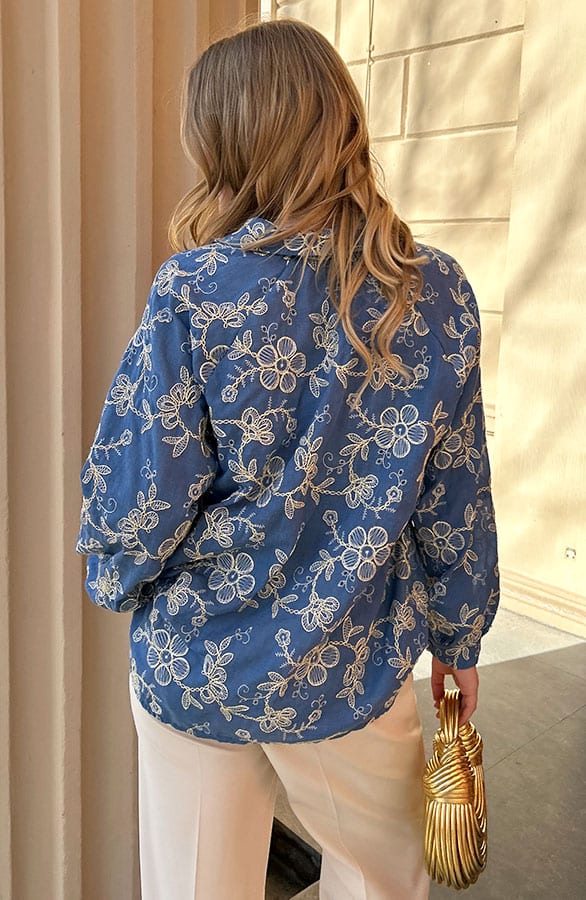 Flower Denim Embroidery Blouse – shoparchief — foto 8