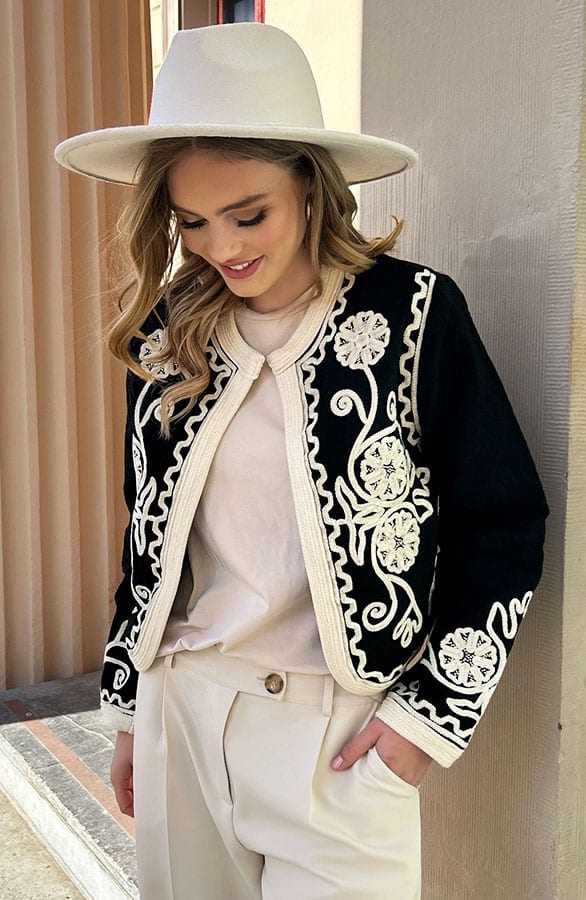Geborduurde Jas Zwart – kleding