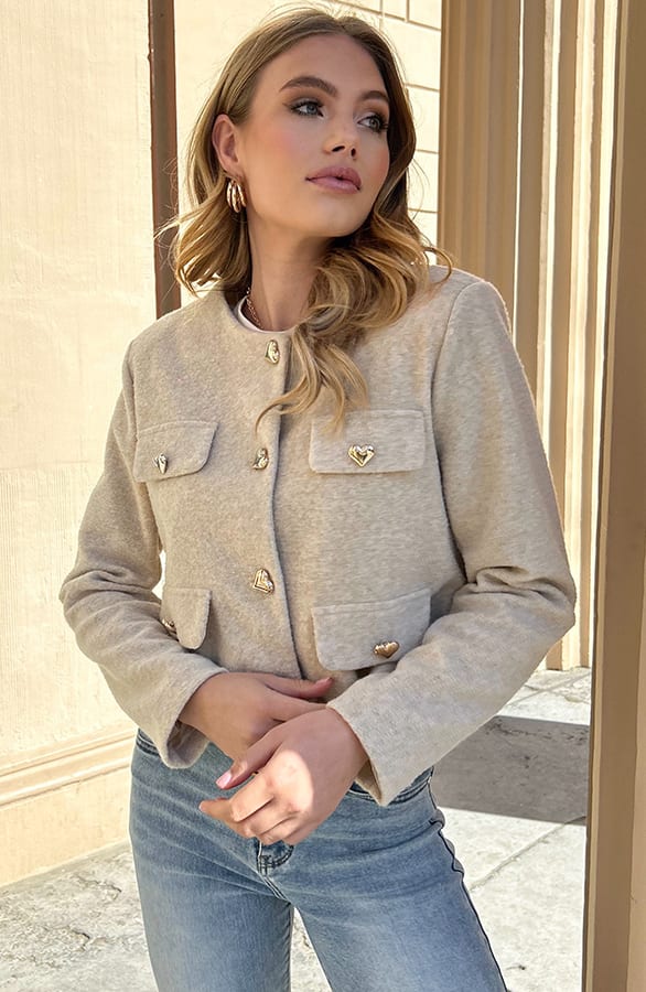 Heart Cardigan Jacket Kourtney Beige – jassen — foto 5