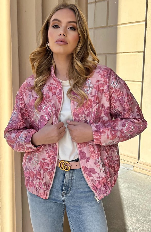 Jacquard Bomber Merel Roze – jassen — foto 4