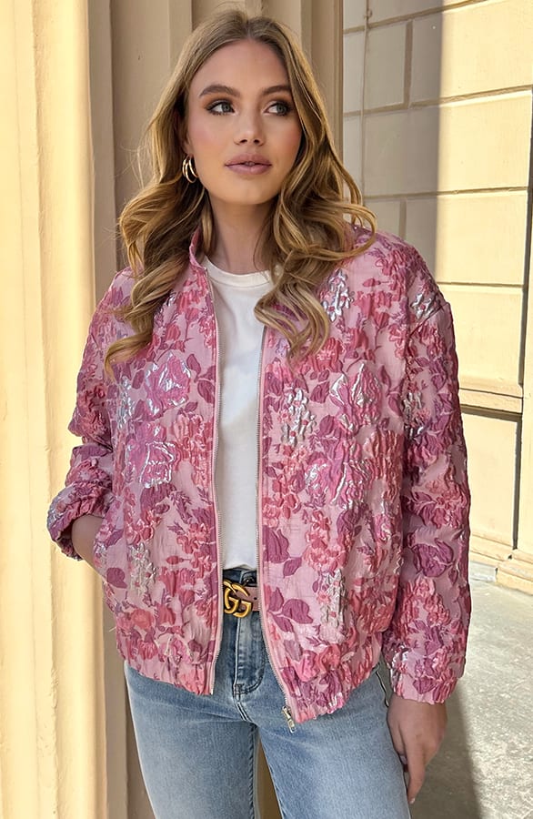 Jacquard Bomber Merel Roze – jassen — foto 5