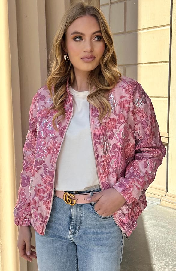 Jacquard Bomber Merel Roze – jassen — foto 2