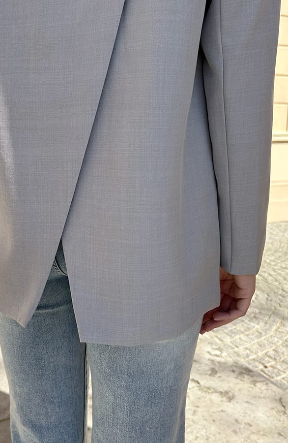 Open Back Oversized Blazer Grijs – blazers — foto 17