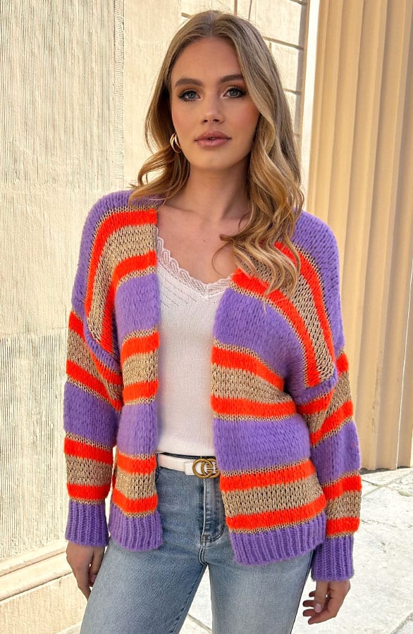 Oversized Cardigan Lila Neon Orange – shoparchief — foto 12