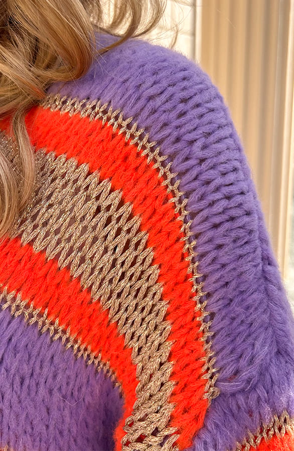 Oversized Cardigan Lila Neon Orange – shoparchief — foto 11