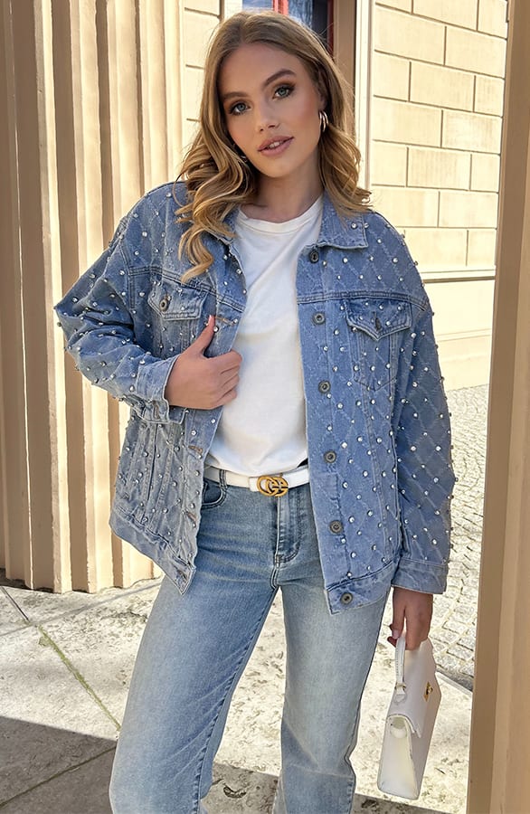Oversized Denim Jacket Strass Isabeau Blue – shoparchief — foto 9