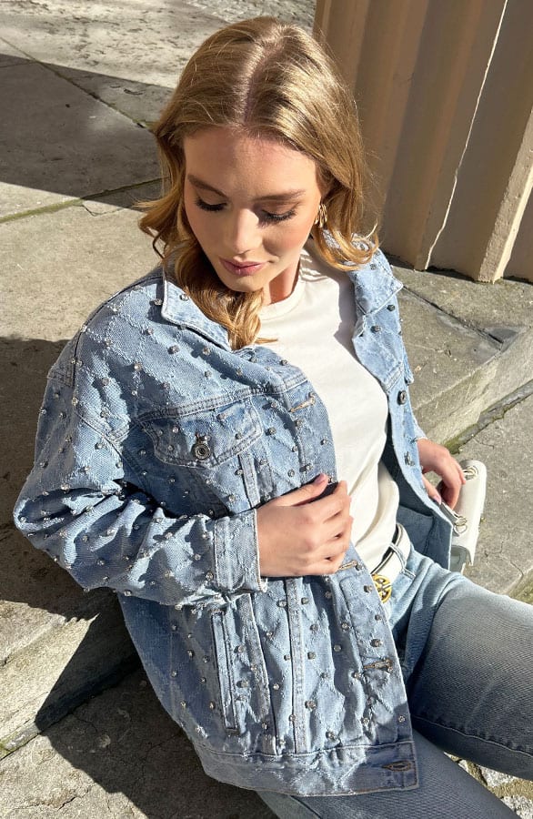 Oversized Denim Jacket Strass Isabeau Blue – shoparchief — foto 8