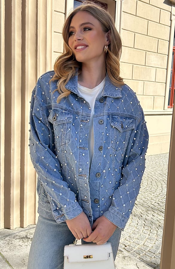 Oversized Denim Jacket Strass Isabeau Blue – shoparchief — foto 7