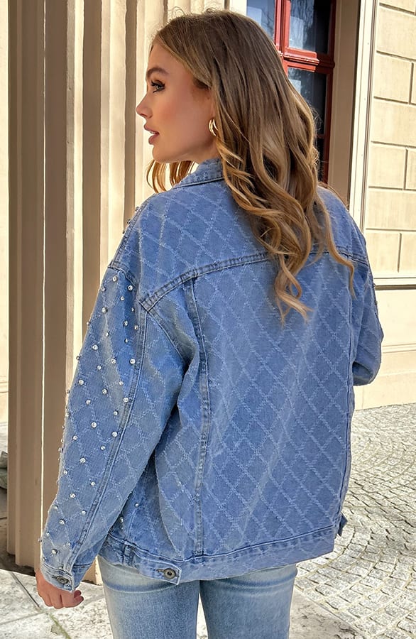 Oversized Denim Jacket Strass Isabeau Blue – shoparchief — foto 4
