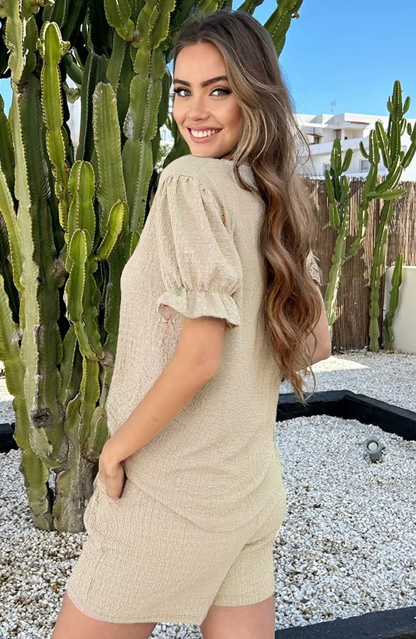 Pofmouwen Smocked Top Clara Beige 2.0 – shoparchief — foto 3