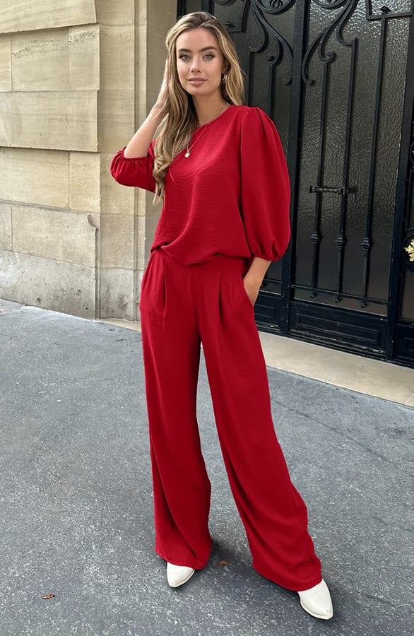 Puff Sleeve Top Lilly Bordeaux – shoparchief — foto 4