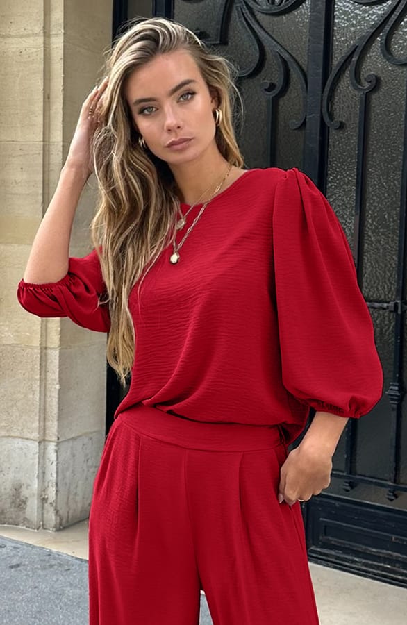 Puff Sleeve Top Lilly Bordeaux – shoparchief — foto 5